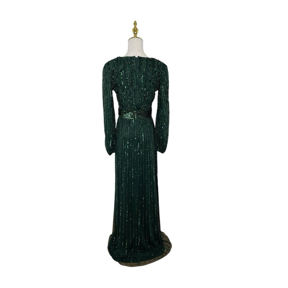 Mac Duggal 5718 Long Sleeve Sequin Gown Dark Green Size 4 $598 - Picture 6 of 7